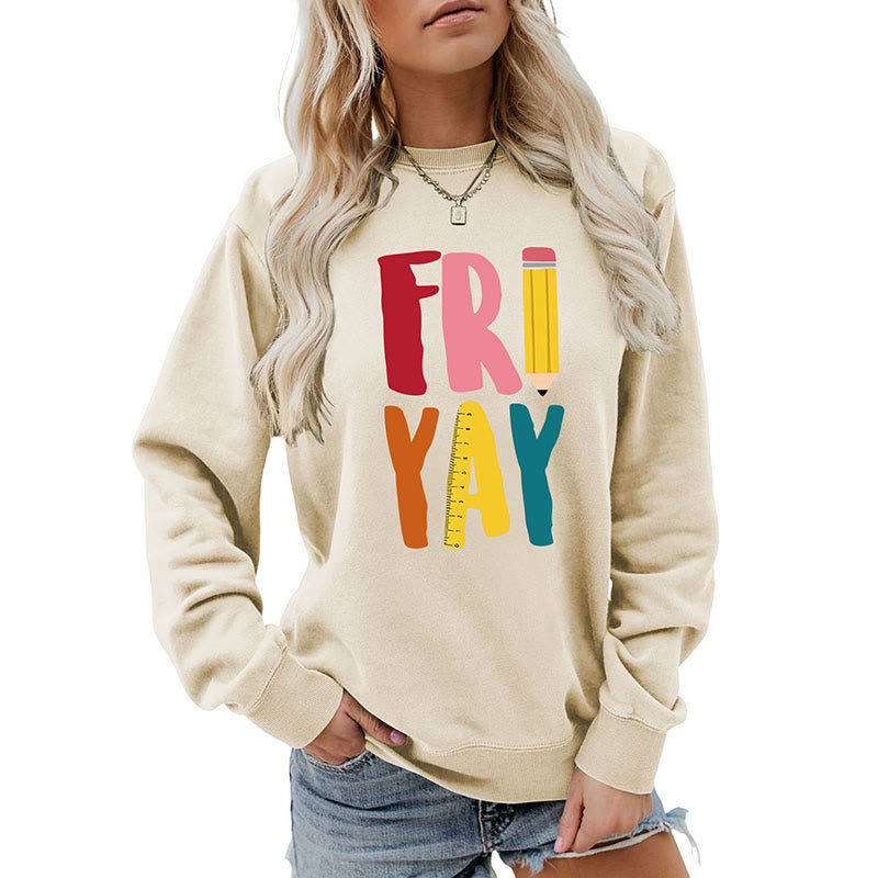 Plus Size Friday Sweatshirt mit Bleistift-Print