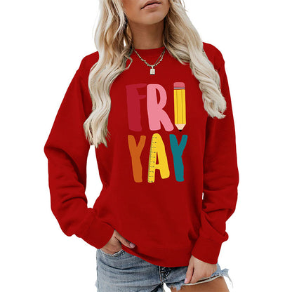 Plus Size Friday Sweatshirt mit Bleistift-Print