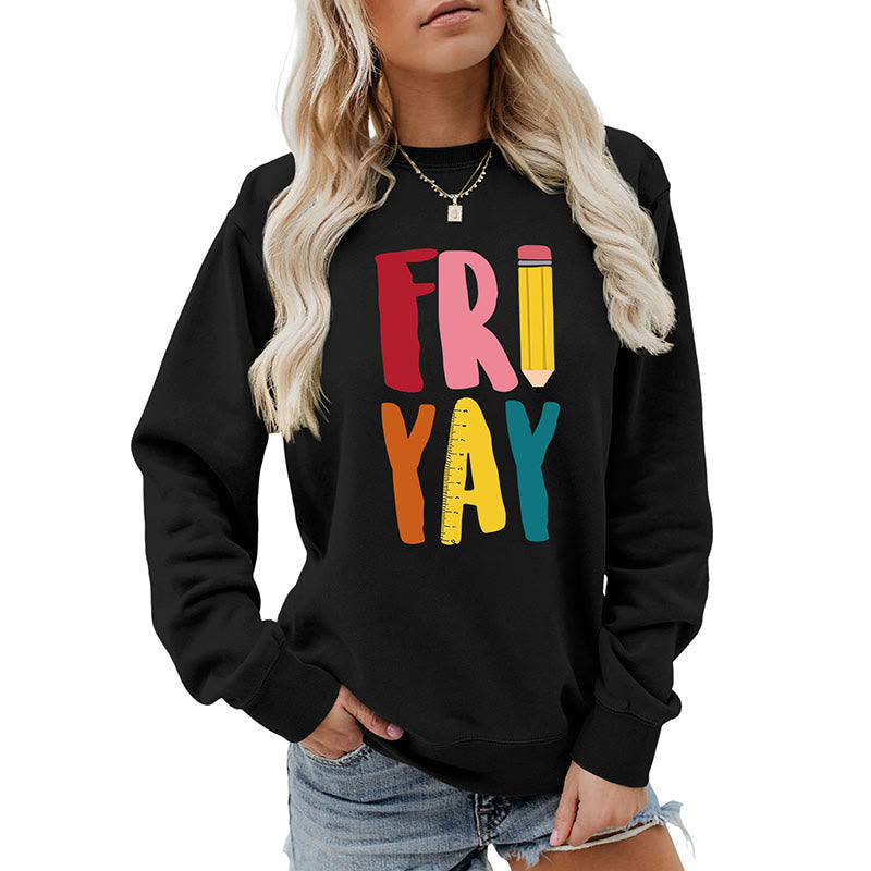 Plus Size Friday Sweatshirt mit Bleistift-Print