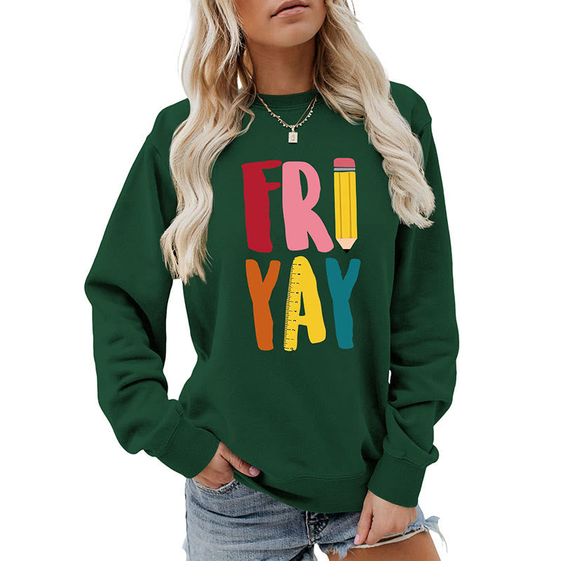 Plus Size Friday Sweatshirt mit Bleistift-Print