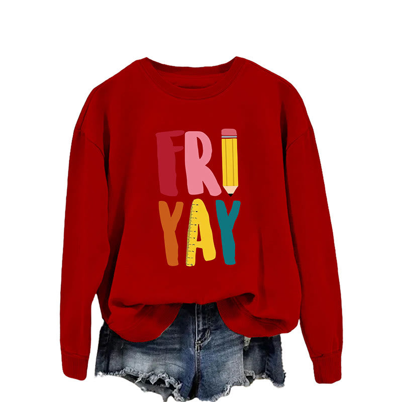 Plus Size Friday Sweatshirt mit Bleistift-Print - Rot - 2XL - image 4