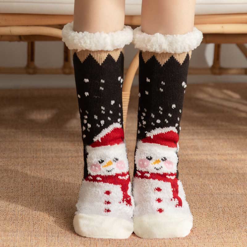 Weihnachtssocken der Schneemann-Serie in Übergröße (2 Paar) - Schwarz - EU36-42 (US3-8,5) - image 0