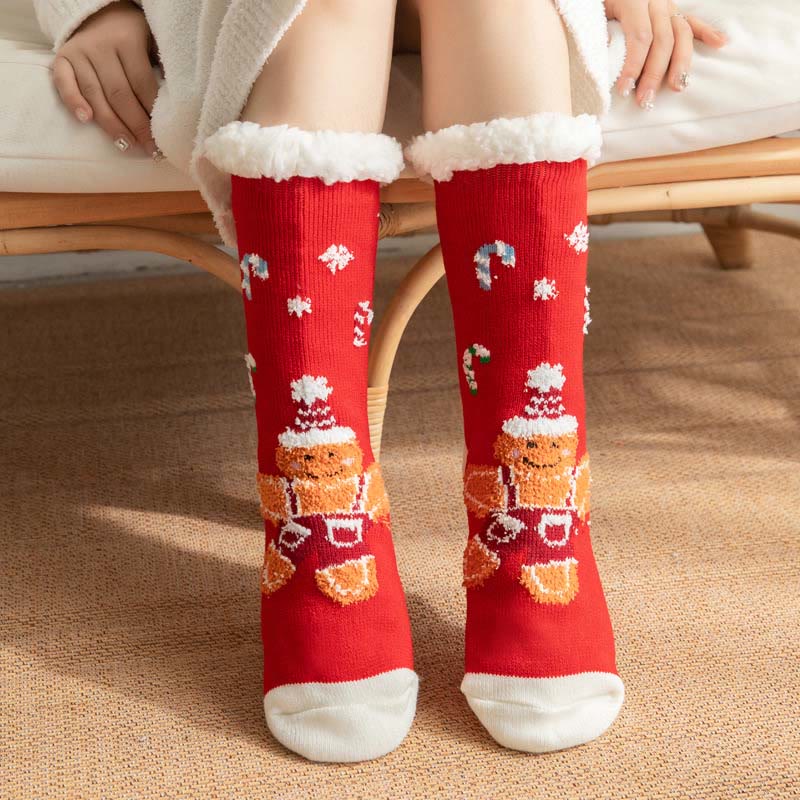 Übergrößen-Hausschuhsocken der Lebkuchenmann-Serie (2 Paar) - Rot - EU36-42 (US3-8,5) - image 1