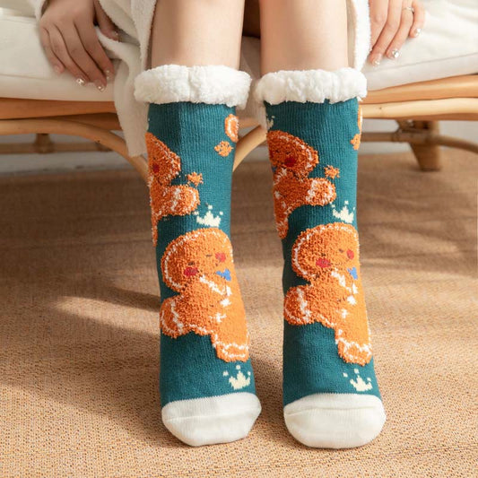 Übergrößen-Hausschuhsocken der Lebkuchenmann-Serie (2 Paar) - Hellblau - EU36-42 (US3-8,5) - image 0