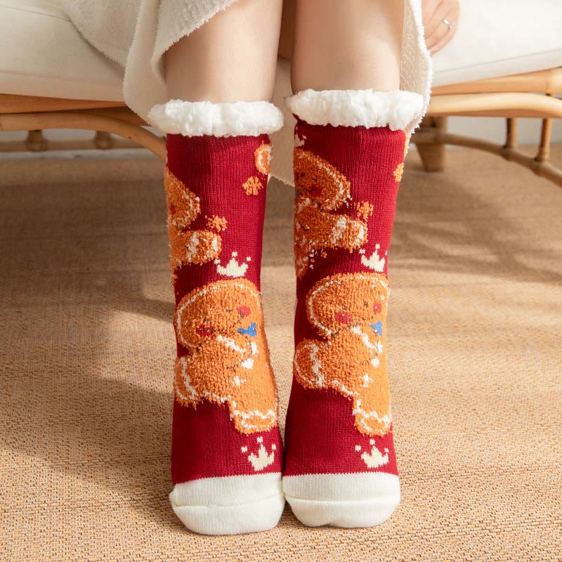 Übergrößen-Hausschuhsocken der Lebkuchenmann-Serie (2 Paar) - Wein - EU36-42 (US3-8,5) - image 4