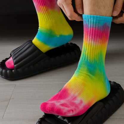 Dicke Viertelsocken mit Batikmuster in Übergröße (5 Paar)