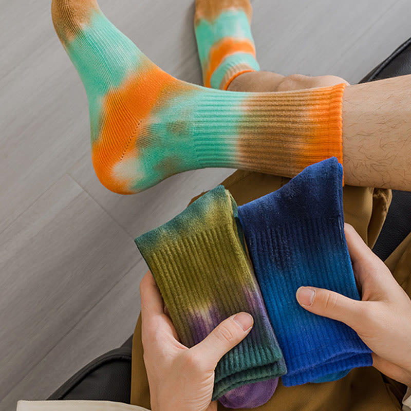 Dicke Viertelsocken mit Batikmuster in Übergröße (5 Paar)