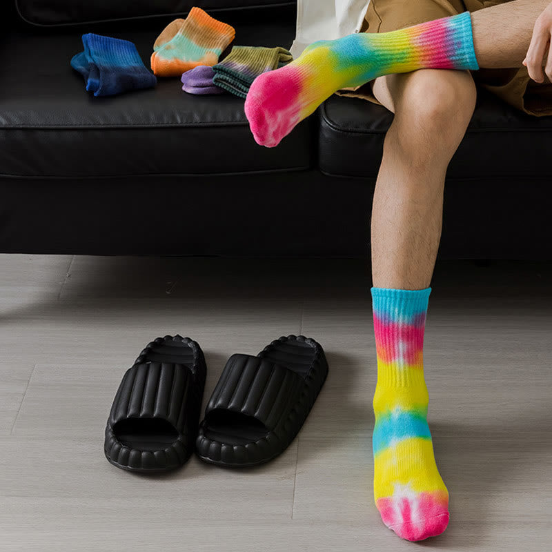 Dicke Viertelsocken mit Batikmuster in Übergröße (5 Paar)