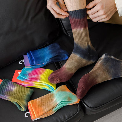 Dicke Viertelsocken mit Batikmuster in Übergröße (5 Paar)