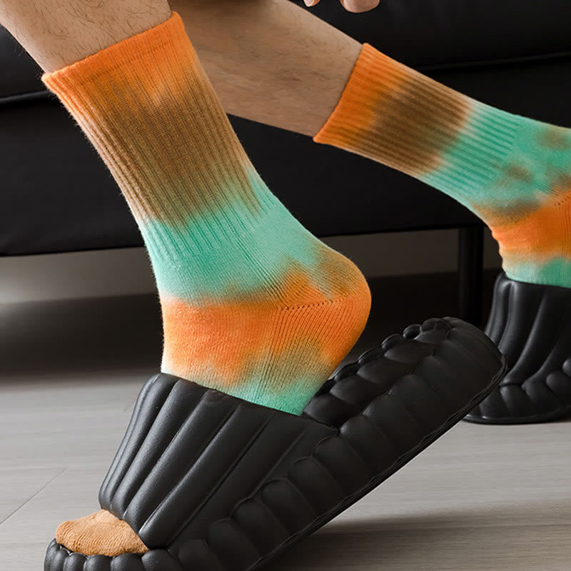 Dicke Viertelsocken mit Batikmuster in Übergröße (5 Paar)