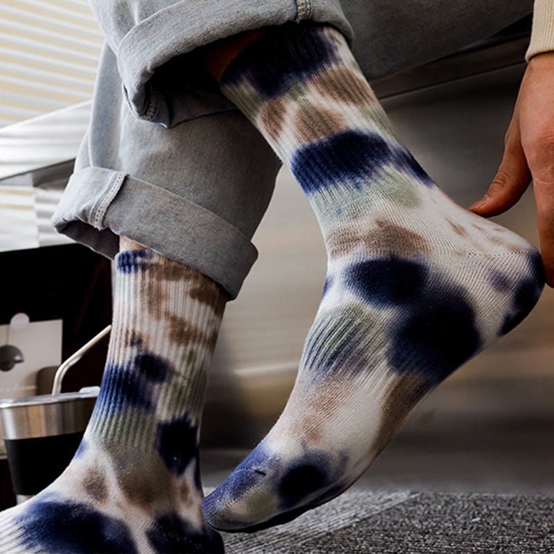 Viertelsocken mit Batikmuster und Punkten in Übergröße (4 Paar)