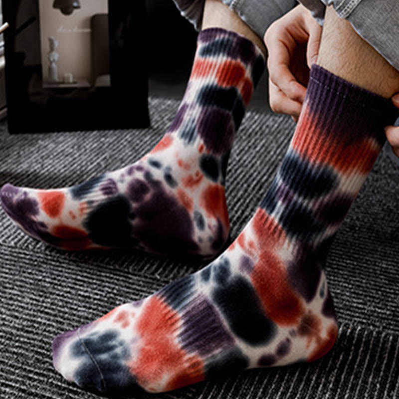 Viertelsocken mit Batikmuster und Punkten in Übergröße (4 Paar)