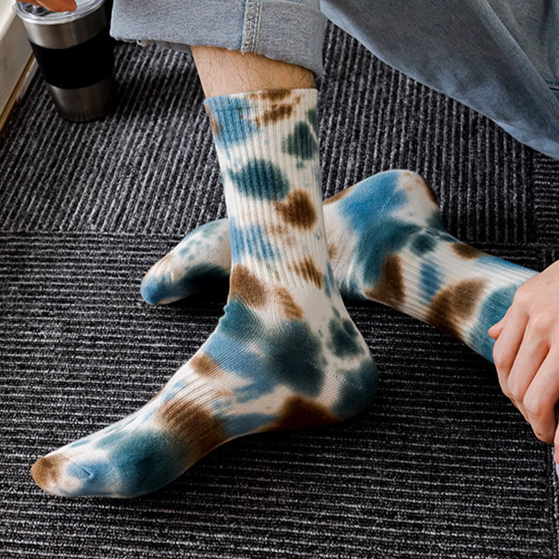 Viertelsocken mit Batikmuster und Punkten in Übergröße (4 Paar)
