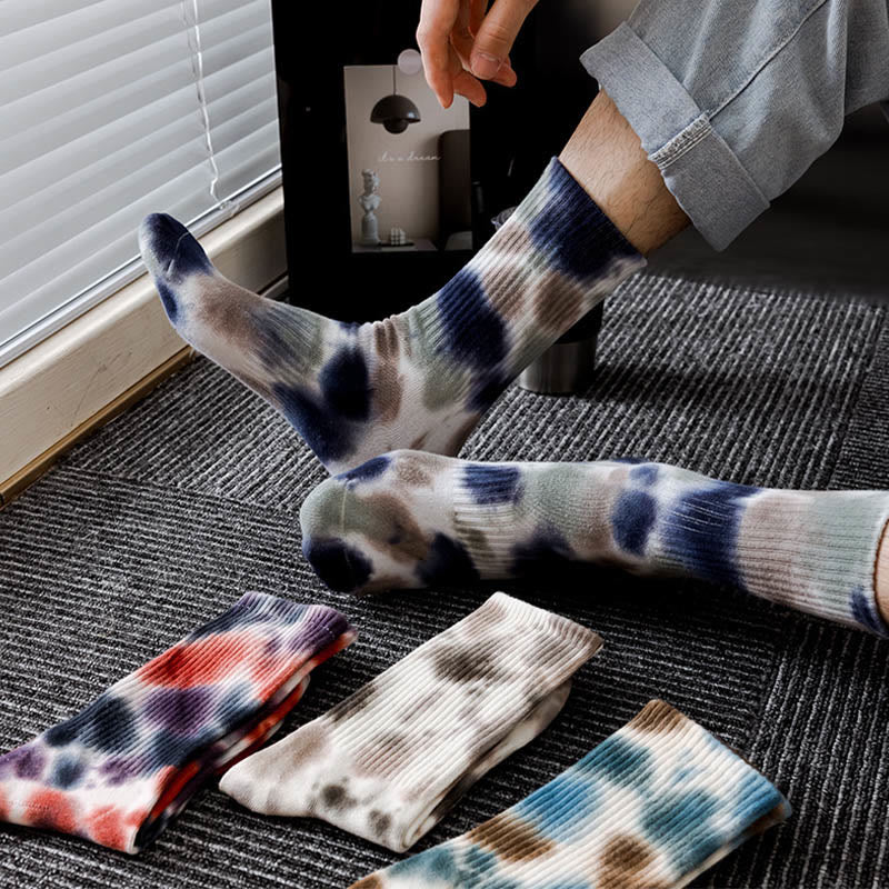 Viertelsocken mit Batikmuster und Punkten in Übergröße (4 Paar)