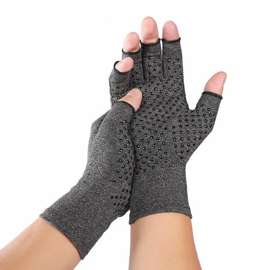 Halbfinger-Kompressionshandschuhe - Grau - XL - image 0