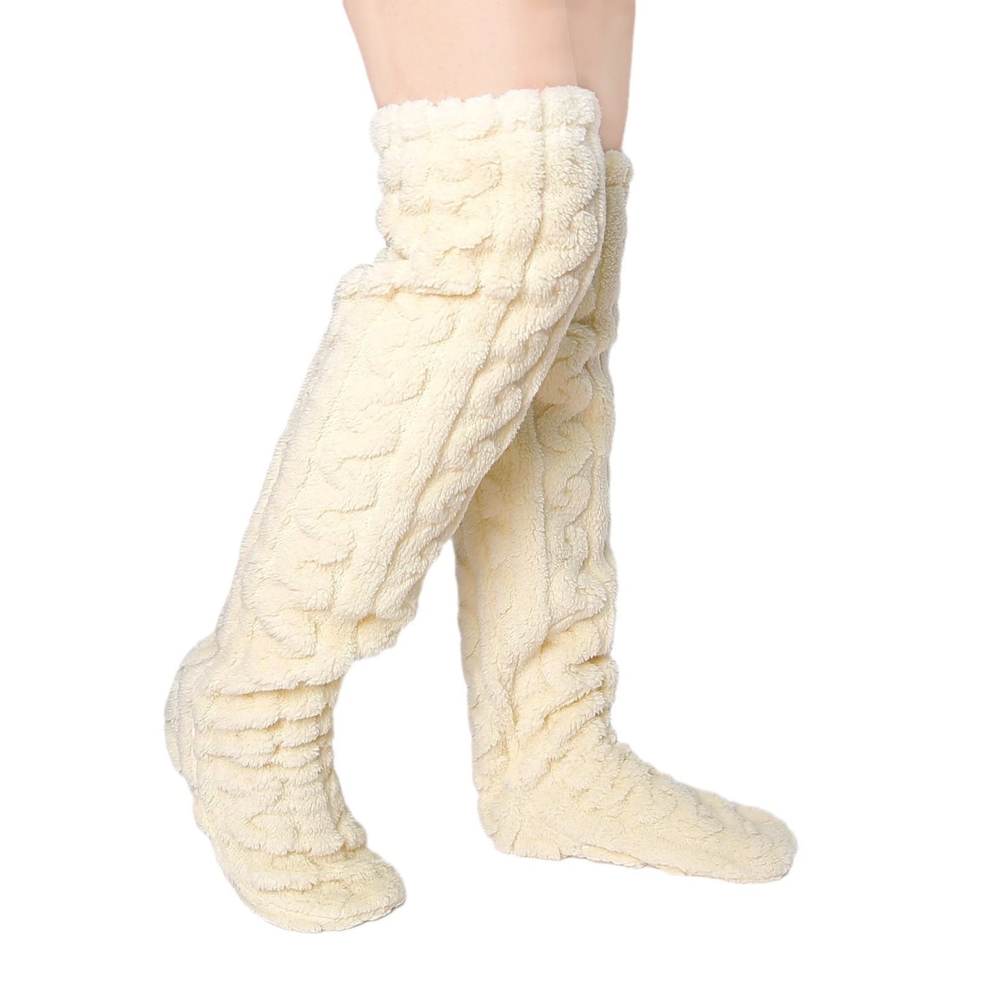 Warme Wintersocken in Übergröße, hohe Strümpfe - Beige - Einheitsgröße - image 5