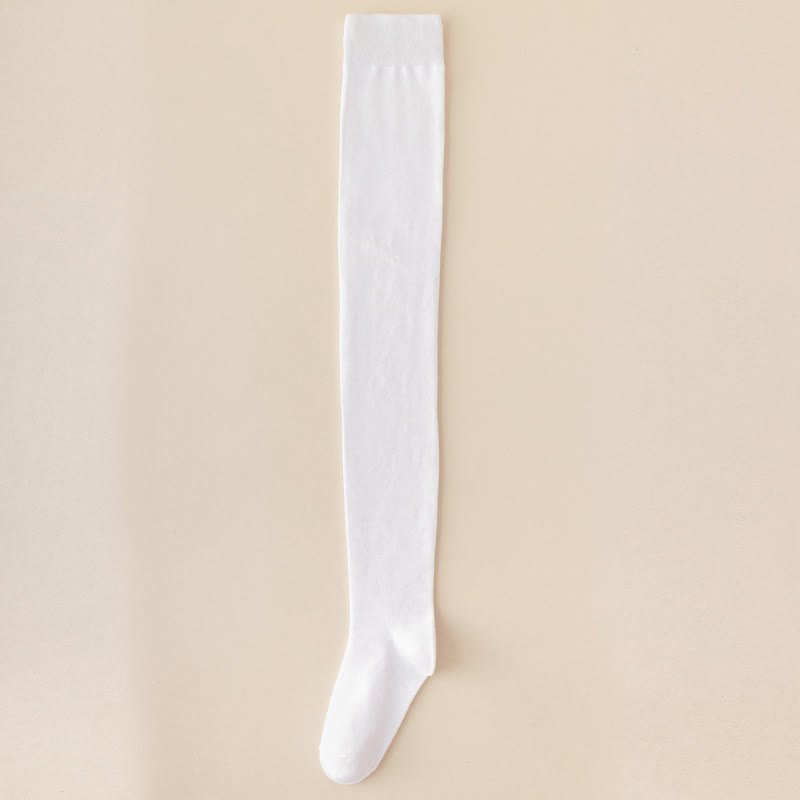 Einfarbige, oberschenkelhohe Baumwollsocken (2 Paar) - Weiß - EU39-46 (US6-12) - image 10