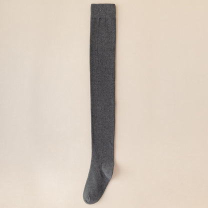 Einfarbige, oberschenkelhohe Baumwollsocken (2 Paar) - Dunkelgrau - EU39-46 (US6-12) - image 8