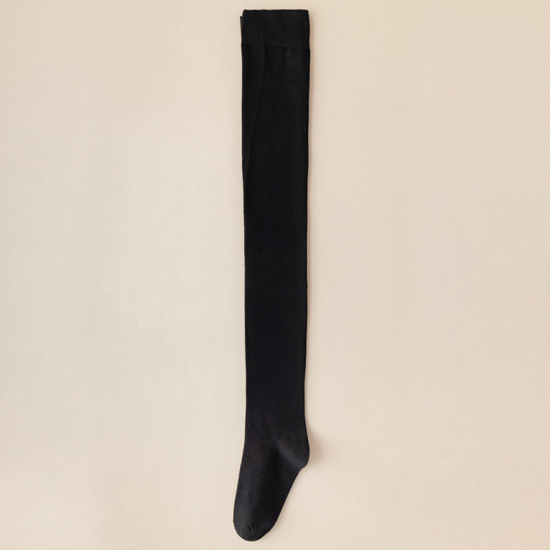 Einfarbige, oberschenkelhohe Baumwollsocken (2 Paar) - Schwarz - EU39-46 (US6-12) - image 11