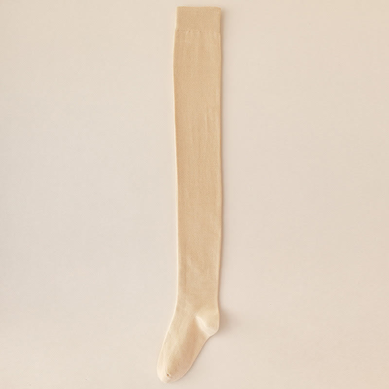 Einfarbige, oberschenkelhohe Baumwollsocken (2 Paar) - Nackt - EU39-46 (US6-12) - image 9