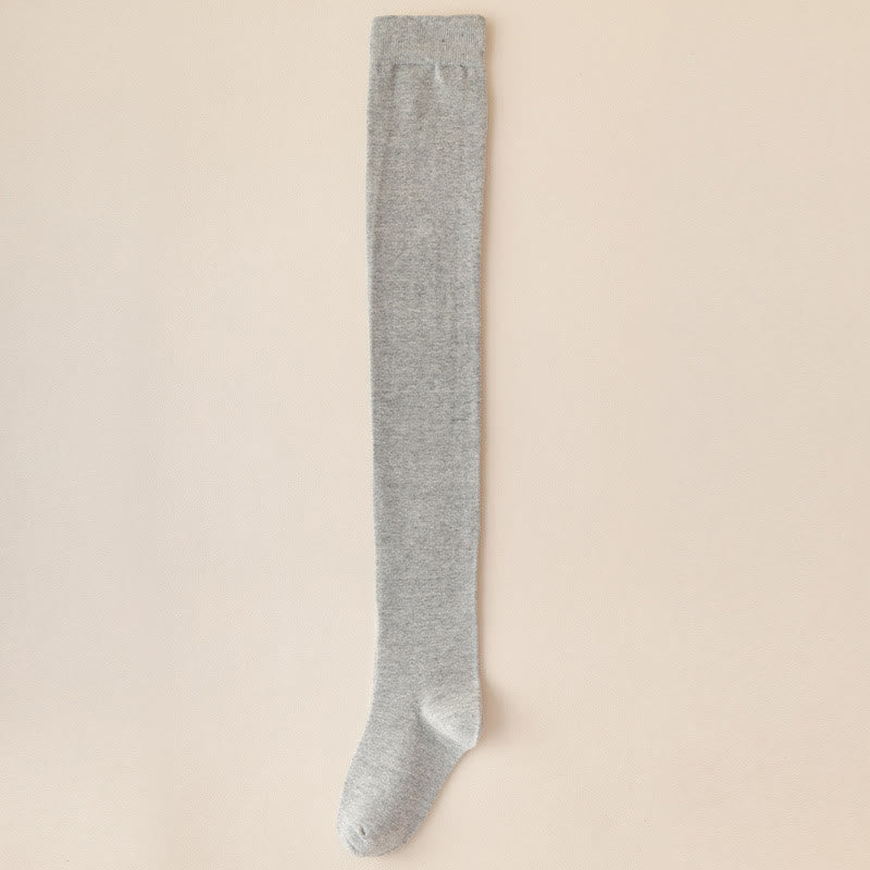 Einfarbige, oberschenkelhohe Baumwollsocken (2 Paar) - Hellgrau - EU39-46 (US6-12) - image 13