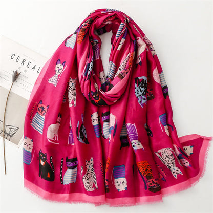 Warmer Schal mit Katzenmotiv - Rose - Einheitsgröße - image 2