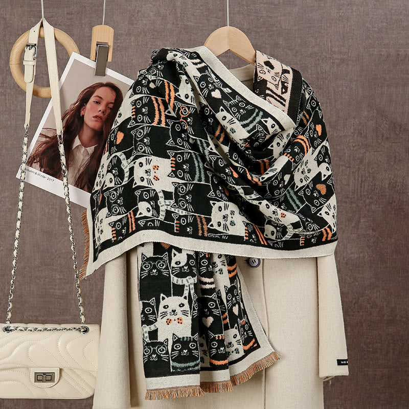 Decke mit Cartoon-Katze - Schwarz - Einheitsgröße - image 1