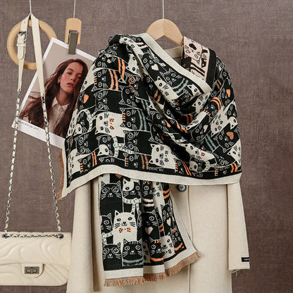 Decke mit Cartoon-Katze - Schwarz - Einheitsgröße - image 1