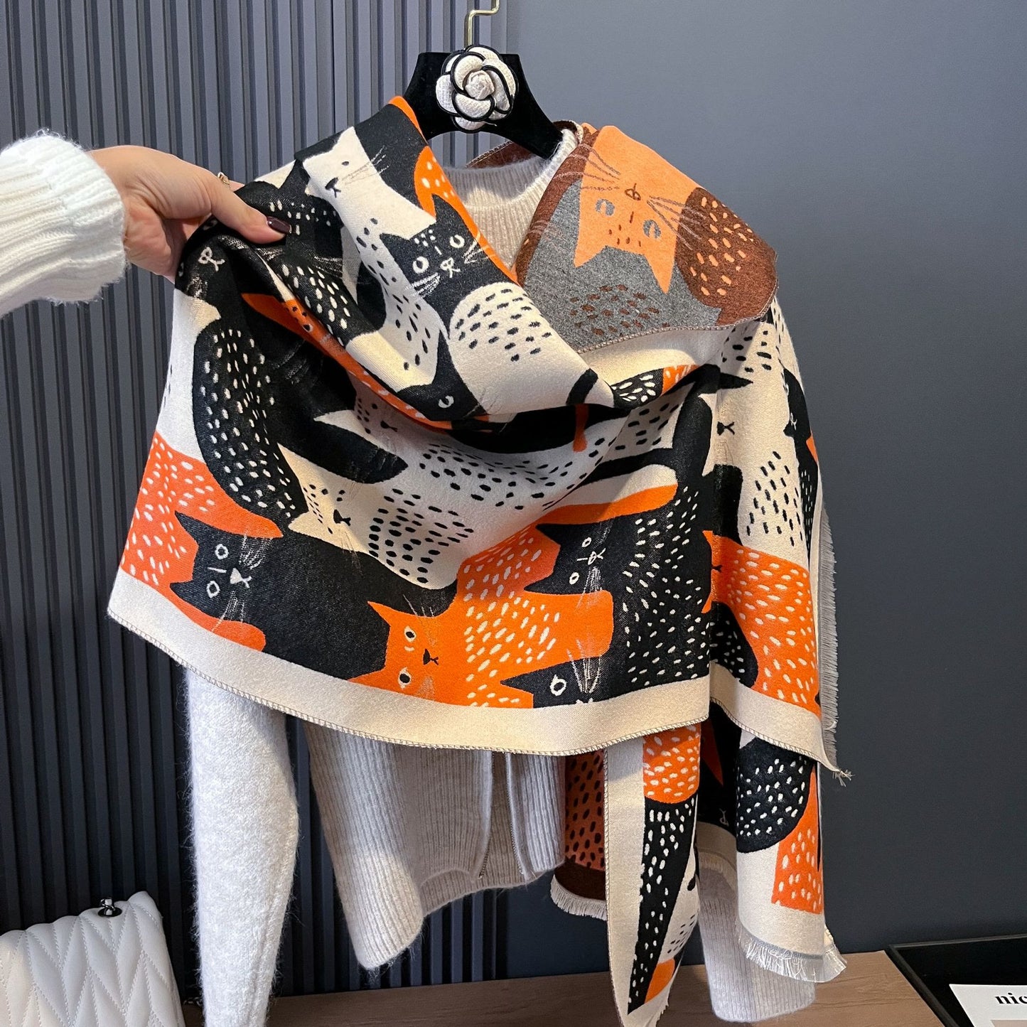 Jacquard-Deckenschal mit süßer Katze - image 12