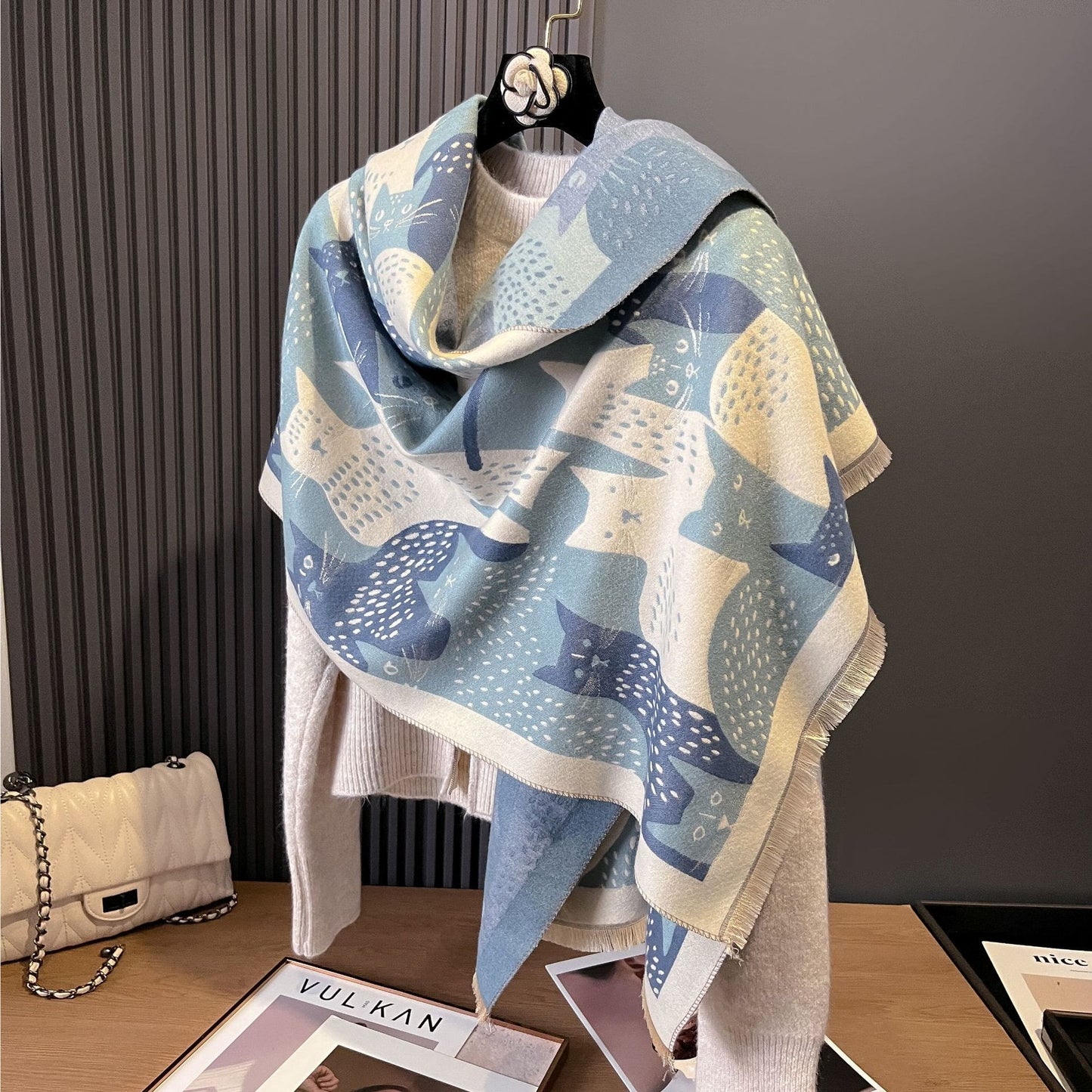 Jacquard-Deckenschal mit süßer Katze - image 9