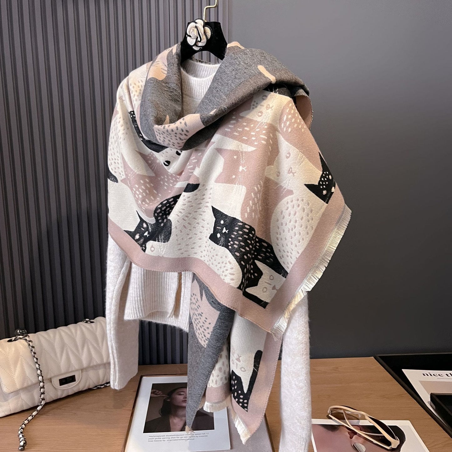 Jacquard-Deckenschal mit süßer Katze - image 9