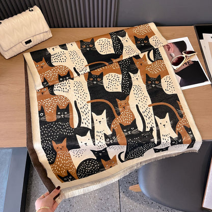 Jacquard-Deckenschal mit süßer Katze - Schwarz - Einheitsgröße - image 17