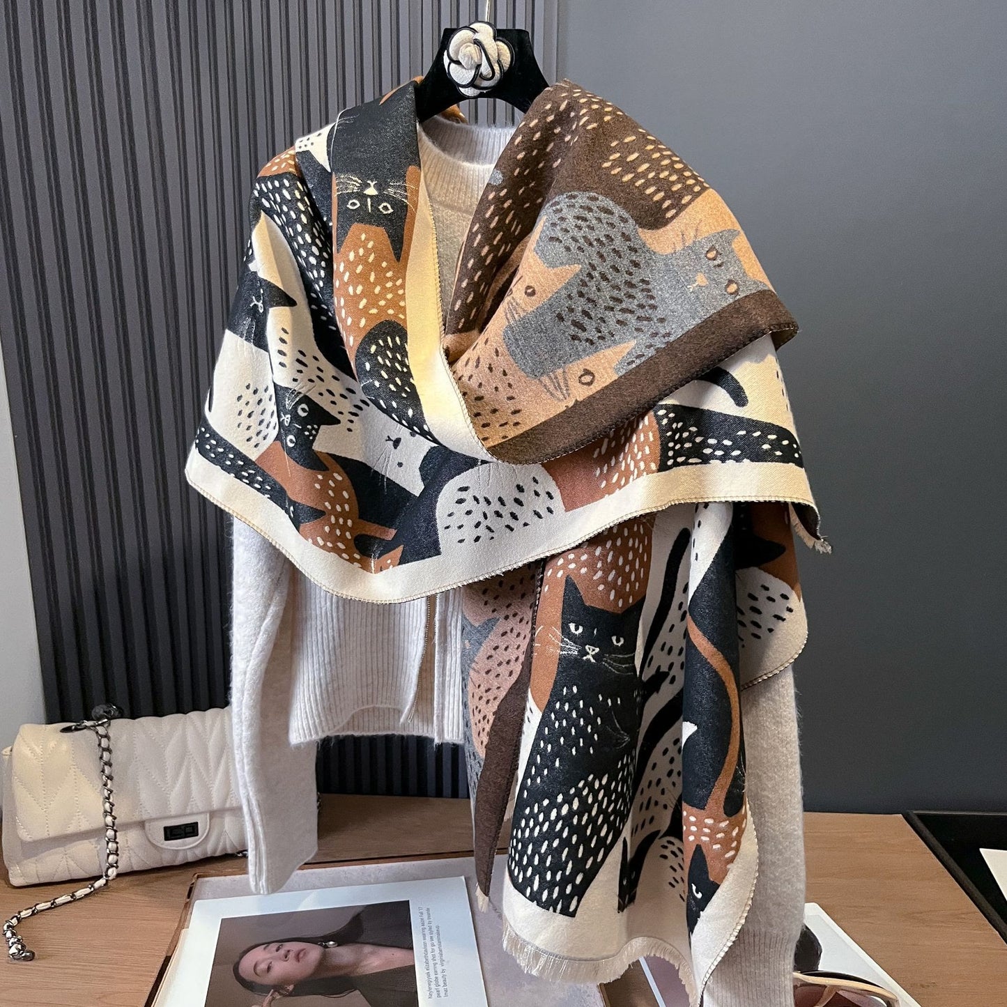 Jacquard-Deckenschal mit süßer Katze - image 11