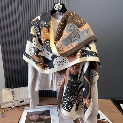Jacquard-Deckenschal mit süßer Katze - image 11