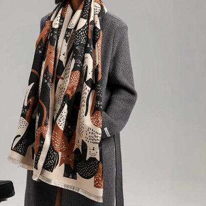 Jacquard-Deckenschal mit süßer Katze - image 3