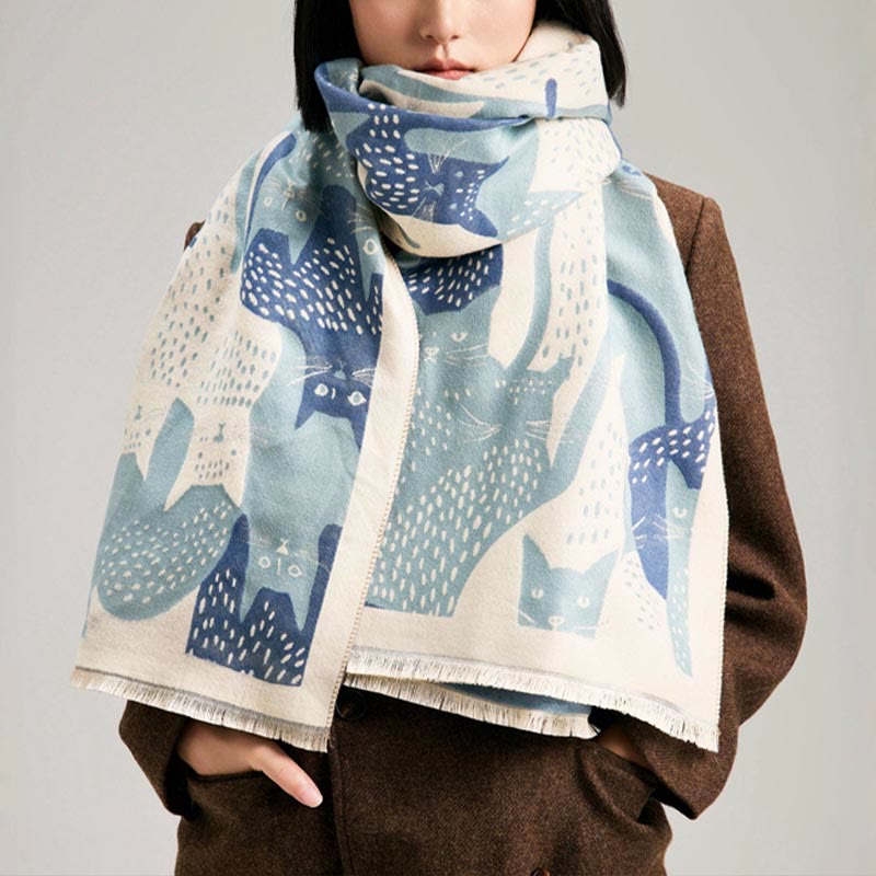 Jacquard-Deckenschal mit süßer Katze - image 3