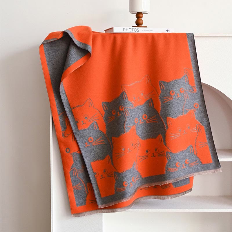 Warmer, schöner Winterdeckenschal - Orange - Einheitsgröße - image 17