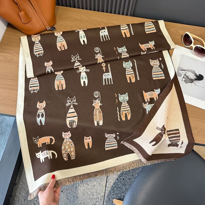 Niedlicher Malerei-Deckenschal - Braun - Einheitsgröße - image 12