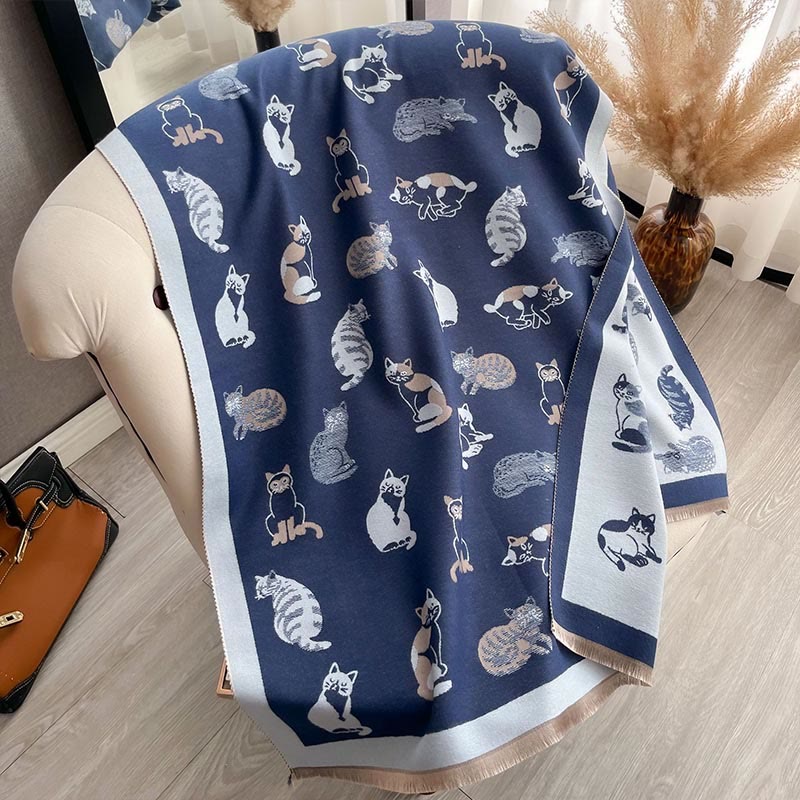 Stilvoller weicher Katzen-Deckenschal - Blau - Einheitsgröße - image 14