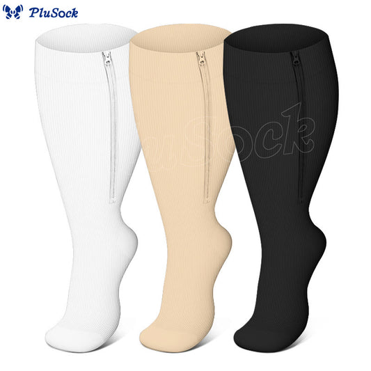 2XL-7XL Plus Size Klassische Kompressionsstrümpfe mit Reißverschluss (3 Paar) - image 0