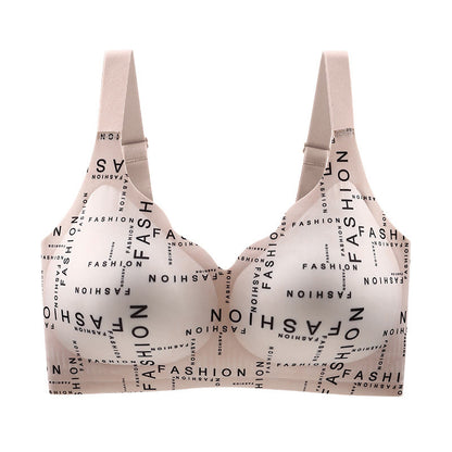 Nahtloser, glatter, kabelloser BH - Buchstabendruck Nude - 6XL - image 5