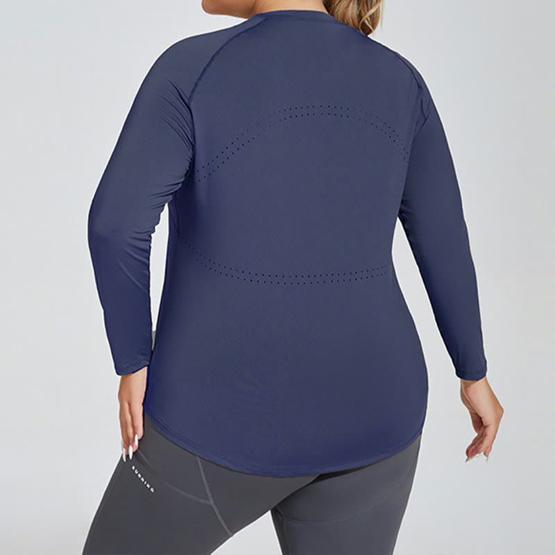 Langarm-Sportswear-Yoga-Shirt - Marineblau - 4XL - image 3