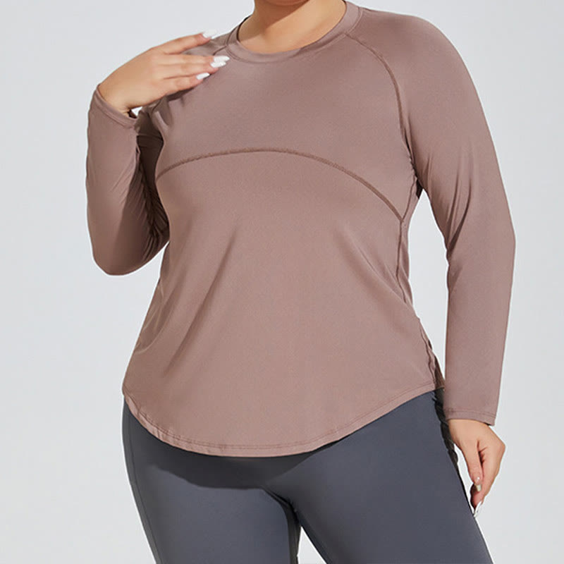 Langarm-Sportswear-Yoga-Shirt - Khaki - 4XL - image 1