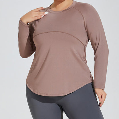 Langarm-Sportswear-Yoga-Shirt - Khaki - 4XL - image 1
