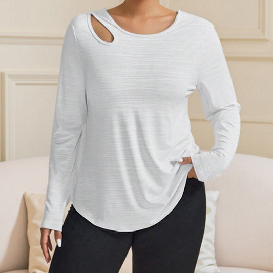Plus Size Loose Long Sleeve Sportshirt - Weiß - 4XL - image 0