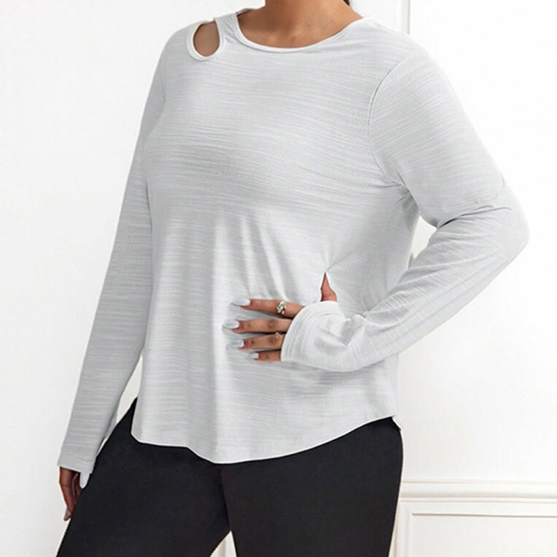 Plus Size Loose Long Sleeve Sportshirt - image 1