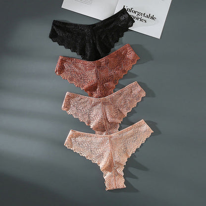 Sexy Low Rise-Spitzenstring in Übergröße (4er-Pack)