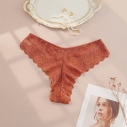 Sexy Low Rise Spitzen-Tanga (4er-Pack) - Kaffee - 4XL - image 3