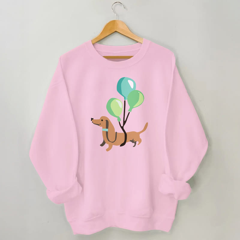 Sweatshirt mit Ballon-Dackel in Übergröße - Rosa - 3XL - image 5