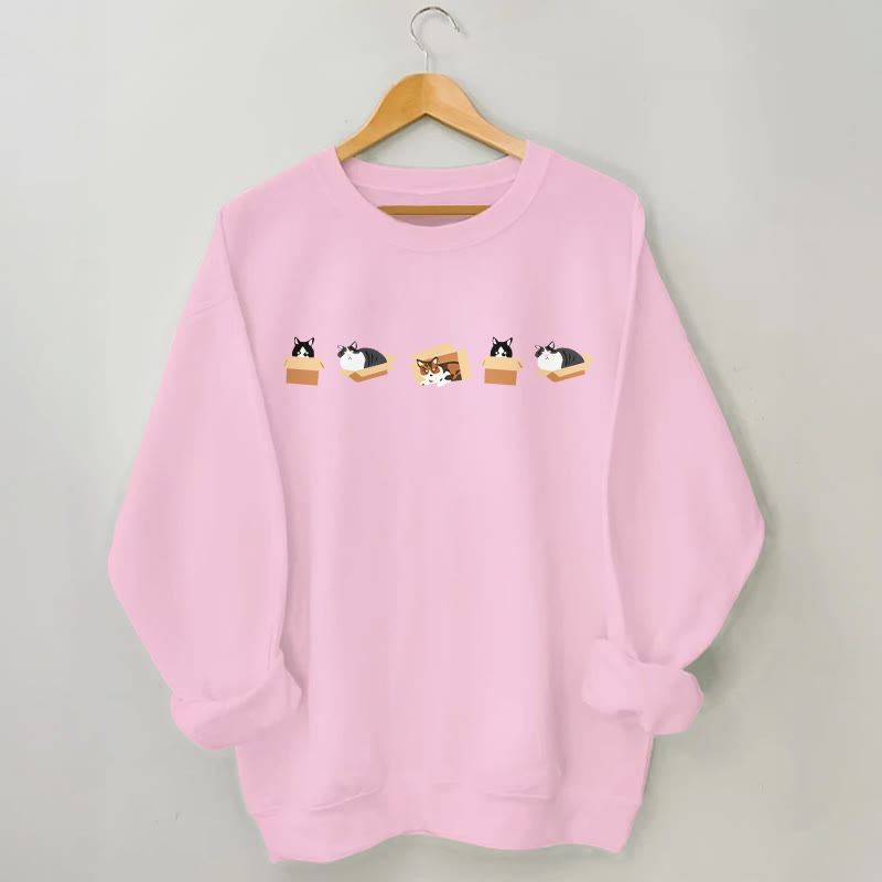 Sweatshirt mit Katzenmotiv in Übergröße - Rosa - 3XL - image 4
